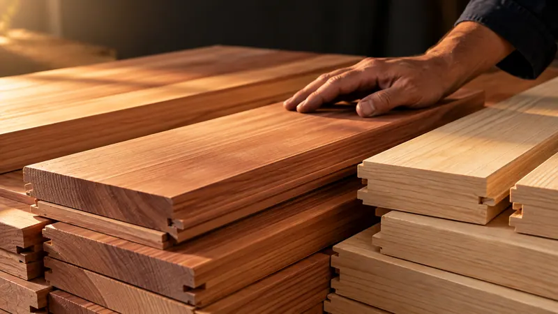 Stacked clear red cedar and hemlock sauna boards